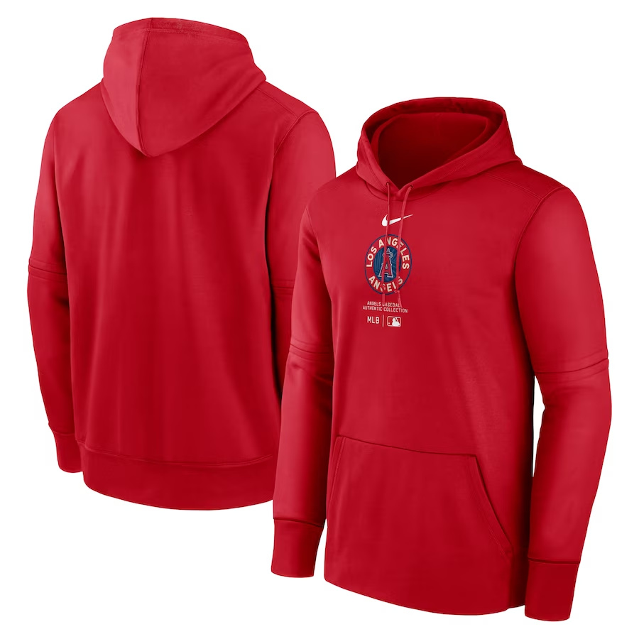 Men's Los Angeles Angels Red 2024 Collection Practice Performance Pullover Hoodie